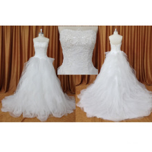 Lace Beaded Applique Chiffon Pleated Wedding Dresss